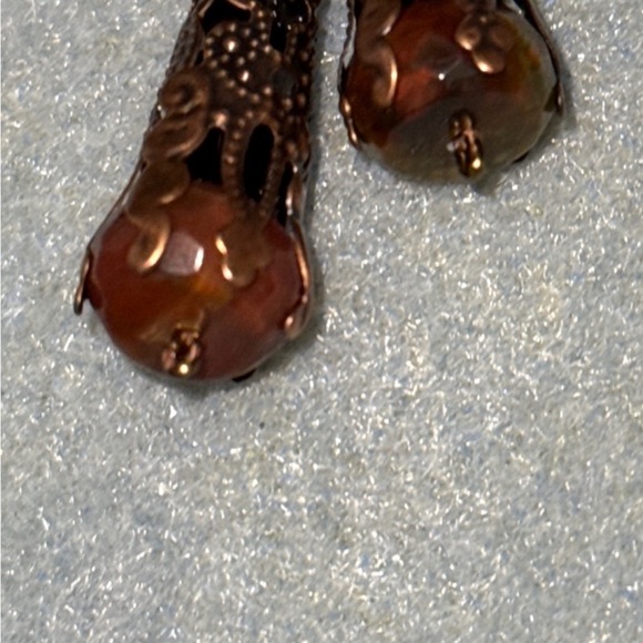 Elegant copper filigree  Dangle Earrings - Picture 3 of 5